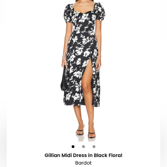 Bardot Gillian Midi Dress in black floral size large - Picture 1 of 6